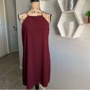 NWOT Socialite Pleated Burgundy Wine Back Slip dress